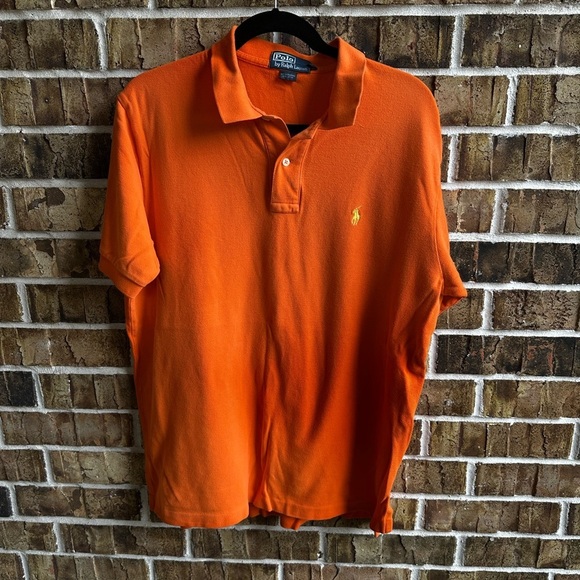 Ralph Lauren Orange Polo Shirt Vibrant Cotton Blend - Picture 7 of 7